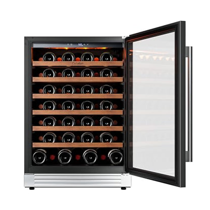 Ca'Lefort 24 Inch Wine Fridge, 61 Bottle Wine Cooler Refrigerator, 40-65°F Wine Refrigerator Glass Door, 3 LED Wine Fridge, Built-in or Freestanding Fridge for Home/Bar/Kitchen (5.65 cu.ft)