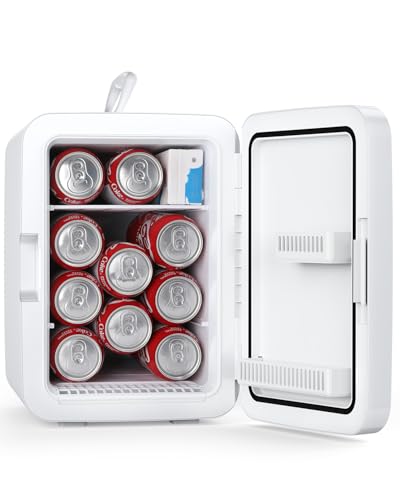 Antarctic Star Compact Mini Fridge, 10L Portable Small Refrigerator, 2.6 Gal Desktop Fridge with AC/DC Adapters, Small Cosmetics Cooler for Beverage, Food, Makeup, Bedroom, Office, Dorm, White