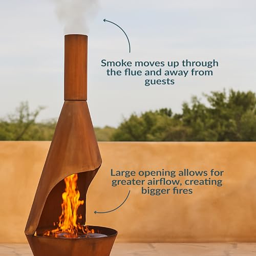 Sunnydaze Large Chiminea Outdoor Fireplace - Outdoor Wood-Burning Fireplace - Chimney Fire Pit with Grill Grate - Rustic - 75" H