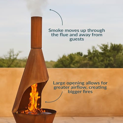Sunnydaze Large Chiminea Outdoor Fireplace - Outdoor Wood-Burning Fireplace - Chimney Fire Pit with Grill Grate - Rustic - 75" H
