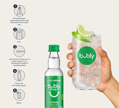 SodaStream TERRA Sparkling Water Maker, Starter Kit, CQC CO2 System, Includes 1 Quick Connect 60L CO2 Cylinder, 1 Dishwasher Safe BPA Free Bottle, 1 bubly Lime Drop, Make your own Pepsi, White