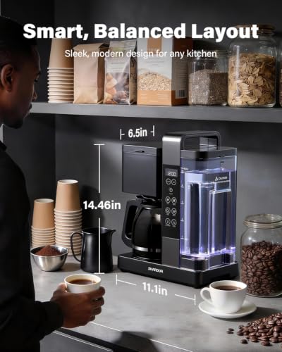 SHARDOR Drip Coffee Maker 10 Cup Programmable, Regular&Bold, LED Display