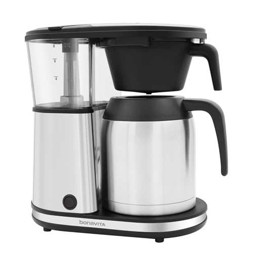 Bonavita 8 Cup Drip Coffee Maker Machine, One-Touch Pour Over, Auto Pause Brewing with Stainless Steel Double Wall Thermal Carafe, SCA Certified, Dishwasher Safe, BV1901TS