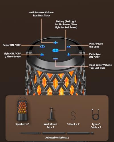 2026 Outdoor Speakers, Gift for Men, Bluetooth 5.3 Speakers Wireless IPX6 Waterproof, Auto-Pairing, Multi-Sync Up to 100-Speaker, Portable for Party Patio Deck Porch Backyard RV, Cool Gadget for Him