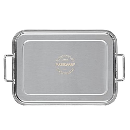 Farberware Classic Series Stainless Steel Roasting Pan with Rack, 17-Inch x 12.25-Inch Turkey Pan