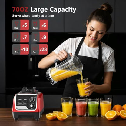1800W Blender for Smoothies, Countertop Blenders for Kitchen with 70 Oz BPA-Free Pitcher and 20 oz To-Go Cup, 28000 RPM High-Speed Motor Blender for Ice Crushing, Frozen Drinks, Milkshakes