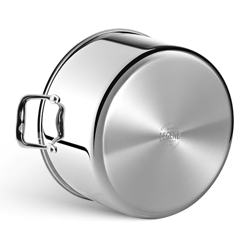 LEGEND COOKWARE 5-Ply Stainless Steel 12-Quart Stock Pot with Lid - Induction Compatible, Oven Safe 800°F - Non-Toxic, No Coatings - Even Heating, Won't Warp - Built to Last Generations