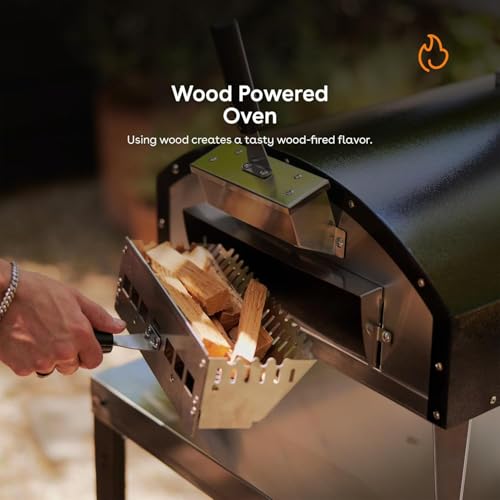 Stoke Wood Fired Outdoor Pizza Oven - Portable Stainless Steel Pizza Grill, Wood Pellet Outdoor Cooking Pizza Maker, Backyard Pizza Ovens For Authentic Stone Baked Pizzas - Black 13"inches