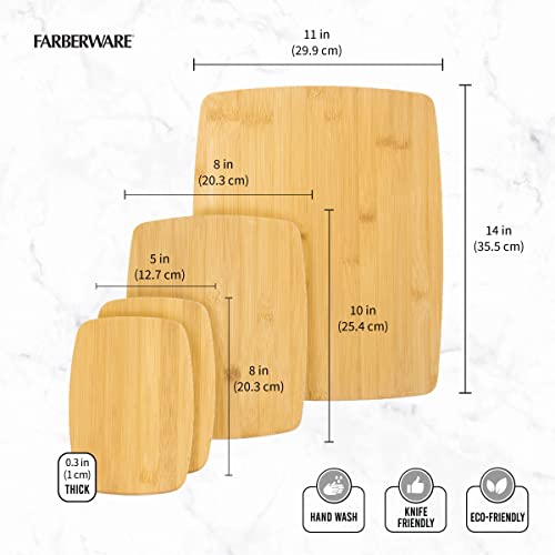 Farberware 4-Piece Reversible Bamboo Cutting And Charcuterie Board Set, Assorted Size