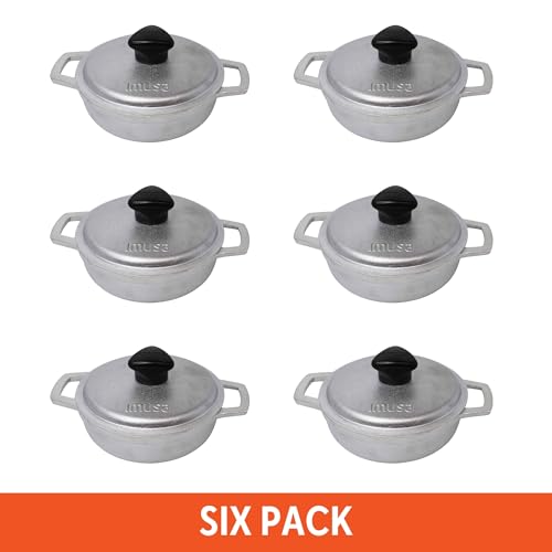 IMUSA 0.5Qt Mini Cast Aluminum Traditional Caldero Set with Lid,Silver