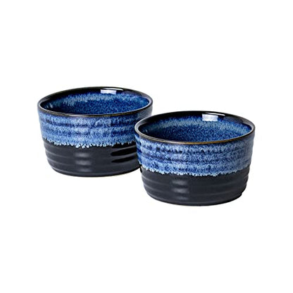 UNICASA Ramekin Set of 2, UNICASA 8 oz Creme Brulee Ramekins, Oven Safe Baking Set for Custard, Pudding, Souffle Cups, Reactive Blue