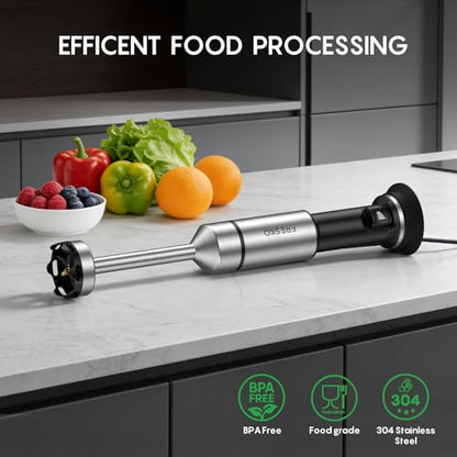 FRESKO Immersion Blender Handheld, Variable Speed Trigger Stick Blender with Anti-Scratch Stainless Steel Shaft, 700ml(24oz） BPA-Free Beaker, Hand Mixer for Smoothies, Baby Food, Soups & Sauces