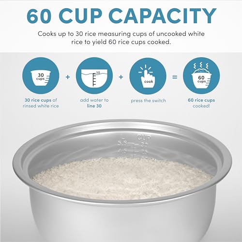Aroma Housewares Commercial 60-Cup (Cooked) / 14Qt. Rice & Grain Cooker (ARC-1430E), White