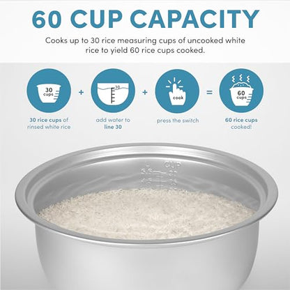 Aroma Housewares Commercial 60-Cup (Cooked) / 14Qt. Rice & Grain Cooker (ARC-1430E), White