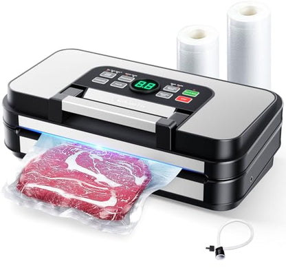 95Kpa Precision Pro Vacuum Sealer, with Double Heat Seal & Dual-Pump for Dry/Moist Food, 2X Strength, Food Vacuum Sealer Machine, Silver-Grey