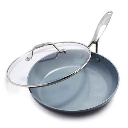 GreenPan Valencia Pro Ceramic Nonstick 10” Frying Pan Skillet with Lid, Hard Anodized PFAS-Free Cookware, Induction Ready & All Cooktops, Eggs & Omelets, Dishwasher & Oven Safe to 600F, Gray