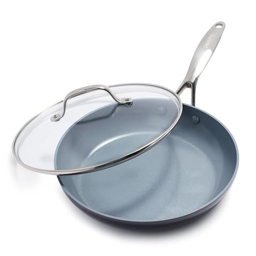 GreenPan Valencia Pro Ceramic Nonstick 10” Frying Pan Skillet with Lid, Hard Anodized PFAS-Free Cookware, Induction Ready & All Cooktops, Eggs & Omelets, Dishwasher & Oven Safe to 600F, Gray