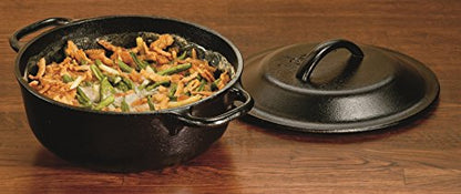 Lodge Cast Iron Dutch Oven 2 Quart - Loop Handle Cooking Vessel - Even Heat Retention - Oven-Safe, Versatile Pot