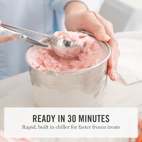 Martha Stewart 1 Quart Ice Cream Maker, Built-In Compressor, No Pre-Freezing Required, 3 Modes (Ice Cream, Sorbet, Frozen Yogurt), Automatic Mix-In Alert, Dishwasher-Safe Parts, Caviar Gray