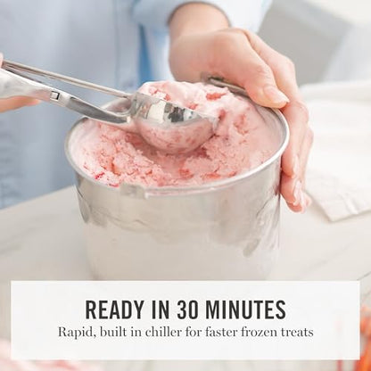 Martha Stewart 1 Quart Ice Cream Maker, Built-In Compressor, No Pre-Freezing Required, 3 Modes (Ice Cream, Sorbet, Frozen Yogurt), Automatic Mix-In Alert, Dishwasher-Safe Parts, Caviar Gray