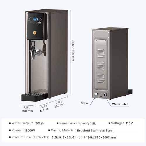 Bleou 1800W Commercial Countertop Hot Water Dispenser, 20L/H Rapid Heating