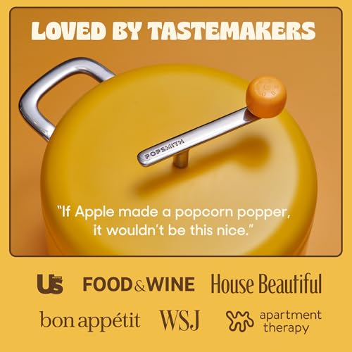 Popsmith Popcorn Popper in Cream - 6 Quart Stovetop Popcorn Machine - Stainless Steel Popcorn Maker Compatible with All Stovetops