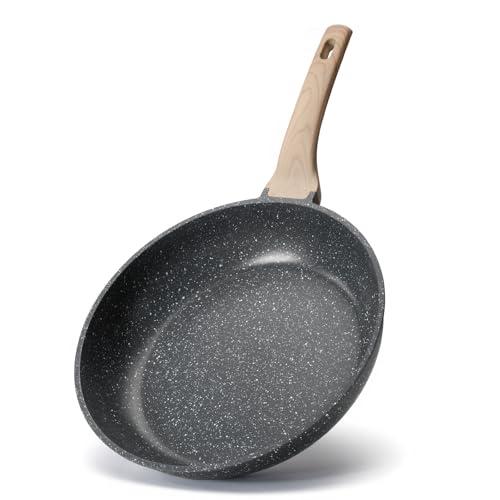 Roomena 8 inch Nonstick Frying Pan Skillet, Non Stick Granite Fry Pans, Omelette Pan, Egg Frying Pan with Heat-Resistant Handle, Requires Installation, PFOA Free Chef's Pan, Induction Compatible