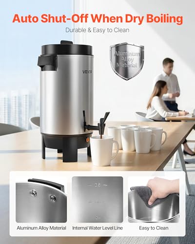 VEVOR Commercial Coffee Urn, 40 Cups, 6.3 qt 1090W Hot Beverage Dispenser