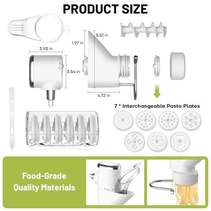 GVODE Gourmet Pasta Press Attachment for KitchenAid Stand Mixer, Pasta Maker KitchenAid Attachment with 7 Interchangeable Pasta Plates