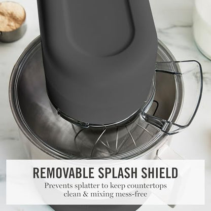 Martha Stewart 5.3Qt Stand Mixer, 12-Speed Tilt-Head Electric Kitchen Mixer with Stainless Steel Bowl, Dough Hook, Whisk & Beater, Splash Guard, Ideal for Baking Bread, Cake & Whipping, Caviar Gray
