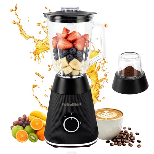 TuGoBlen Countertop Blender 51oz Glass Blending Jar,6.7oz Glass Grinding Cup,for Smoothies, Milkshakes,Baby food,Jam,Crushed Ice, Spices,Nuts,Coffee Beans,Works Well at Home,Office,Party and Festival
