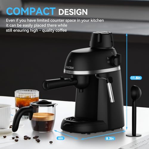 XIXUBX Coffee Machine, 3.5 Bar Espresso & Cappuccino Machine with Steam Wand, Compact Design Coffee Maker for Latte, Safety Lock & Tritan Cups, 800w, Black