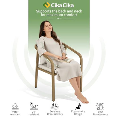 CikaCika 9-Piece Outdoor Dining Set, Aluminum Patio Table for 8, Brown