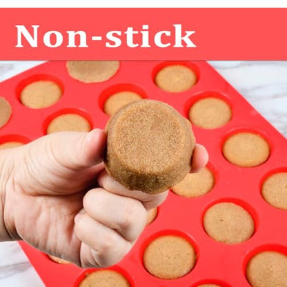CAKETIME Silicone Muffin Pan Mini 24 Cups Cupcake Pan, Nonstick Food Grade Silicone Mold Baking Pan 1 Pack