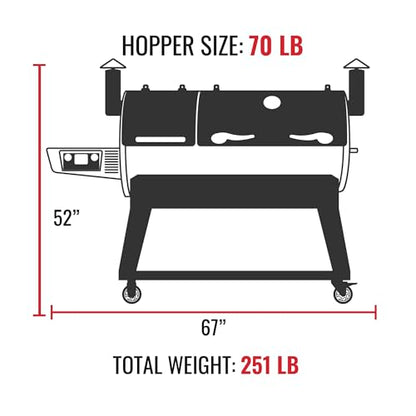recteq DualFire 1200 Wood Pellet Smoker Grill, Wi-Fi Electric Pellet Grills, Dual Chambers for Hot and Fast + Low and Slow Cooking | DualFire 1200 + Grill Cover Bundle
