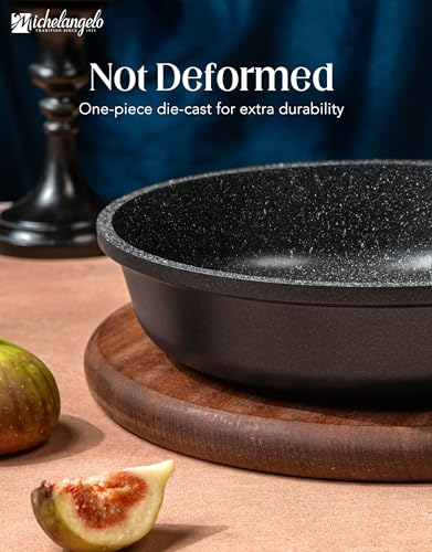 MICHELANGELO Nonstick Frying Pan - 8-Inch Non Stick Small Frying Pan with Silicone Handle | Easy to Clean, All Stovetops Compatible, Durable for Use