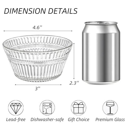 Nagpew 12 Pack Small Glass Bowls Set, 12 Oz Fluted Prep Dessert Bowls for Kitchen, Stackable Snack Serving Bowls Side Dishes for Ice Cream, Dipping, Yogurt, Cereal, Candy