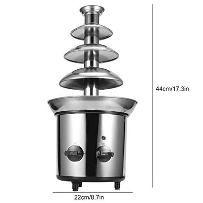 Stainless Steel Chocolate Fountain Chocolate Fondue Maker Four layer Chocolate Fondue Machine large capacity easy to for cafes restaurants(British Flag Type), chocolate fountain