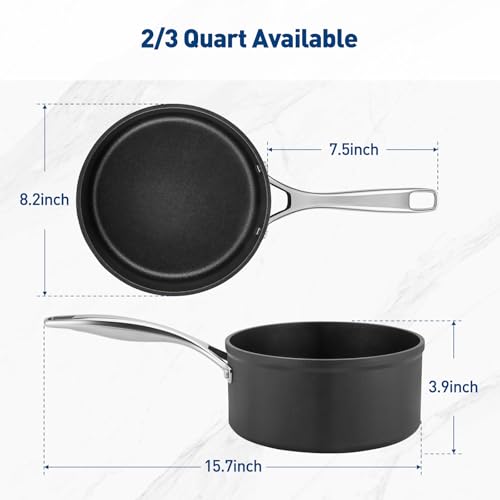 Duxtop Pro Nonstick Sauce Pan, Hard Anodized 3 Quart Saucepan with Glass Lid, Kitchen Cooking Pot for Easy Cleanup, Dishwasher & Oven Safe, Compatible with All Cooktops