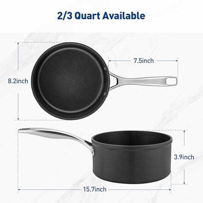 Duxtop Pro Nonstick Sauce Pan, Hard Anodized 3 Quart Saucepan with Glass Lid, Kitchen Cooking Pot for Easy Cleanup, Dishwasher & Oven Safe, Compatible with All Cooktops