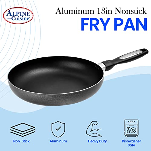Alpine Cuisine Fry Pan 13-Inch Nonstick Coating Gray, Frying Pans Nonstick for Stove with Stay Cool & Comfortable Handle, Durable Nonstick Cookware, Ideal for Family