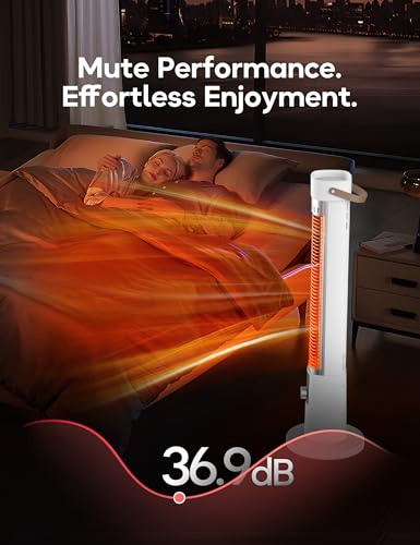 Patio Heater for Outdoor Use, Infrared Electric Outdoor Heater, 1500W Instant Heating, 60-Degree Oscillation, 9 Heat Levels, 9H Timer, Remote, for Garage, Backyard, Large Room, Indoor, 32.2", White