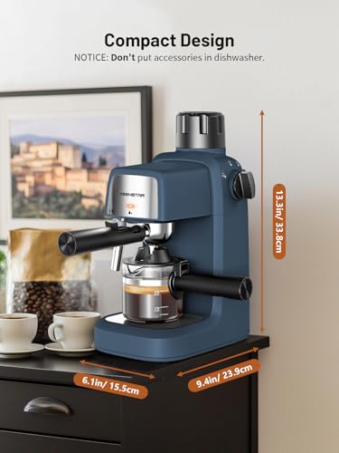KEENSTAR 3.5Bar Espresso Machine with Milk Frother, 800W Compact Espresso and Cappuccino Maker, Preheating Function, 4-Cup Espresso Maker for Latte or Cappuccino, Gift for Coffee Lovers Upgrade