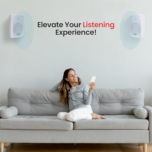 Pyle Home Pyle PDWR63 Dual Waterproof Outdoor Speaker System-6.5 Inch Pair of Weatherproof Wall or Ceiling Mounted White Speakers w/Heavy Duty Grill,Universal Mount-for Use in The Pool,Patio