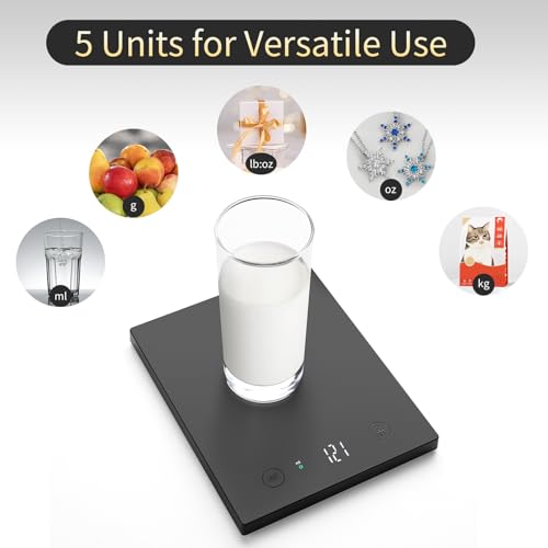 Homebuds 22lb/10kg Food Scale, Precision 0.1oz/1g by Our Professional Scale Factory Since 2001, Kitchen Scales Digital Weight Grams and Ounces for Cooking and Baking, LED, 3*AAA Batteries, Black