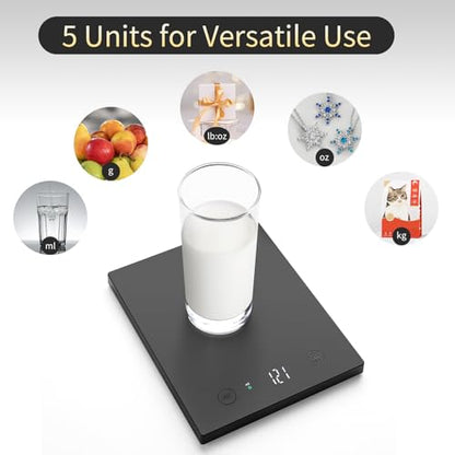 Homebuds 22lb/10kg Food Scale, Precision 0.1oz/1g by Our Professional Scale Factory Since 2001, Kitchen Scales Digital Weight Grams and Ounces for Cooking and Baking, LED, 3*AAA Batteries, Black