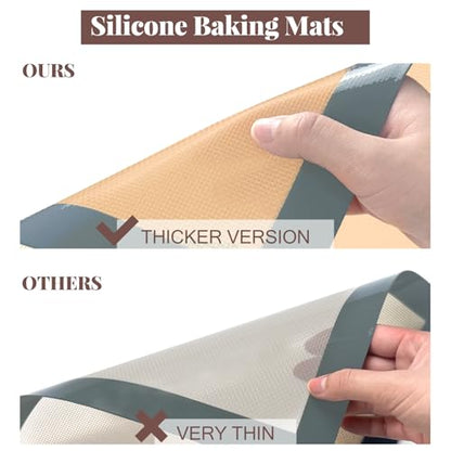 Silicone Baking Mat, 3 Pack Reusable Baking Sheet, Non-Stick ＆ Food Safe Silicone Mats for Baking for Making Cookies Macaroons Bread, Baking Supplies ＆ Accessories