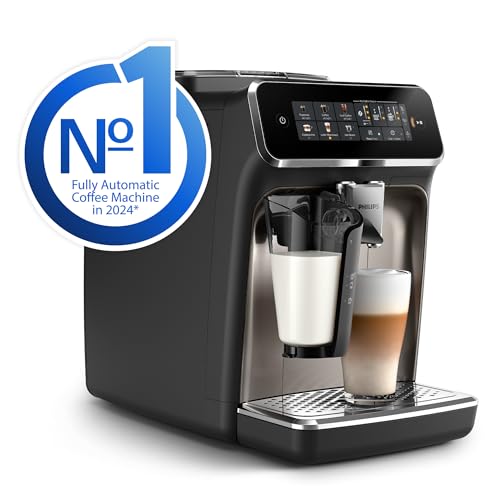 Philips 3300-Series Fully Automatic Espresso Machine - 6 Drinks, Modern Colour Touch Screen, LatteGo Milking System, SilentBrew, 100% Ceramic Grinder, AquaClean Filter. Black Chrome (EP3347/90) (Renewed)