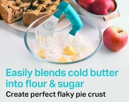 Pastry Cutter Tool - Heavy Duty Stainless Steel Pastry Blender, Comfortable Handle, Dishwasher Safe, Perfect Flaky Pie Crust & Biscuits - Turquoise