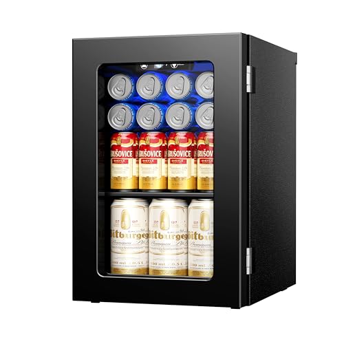 Icyglee 6 Bottles and 6 Cans Compact Beverage Refrigerator, Freestanding Mini Fridge with Temperature Control for Beer Wine, Under Counter Small Refrigerator Adjustable Shelve for Home and Bar